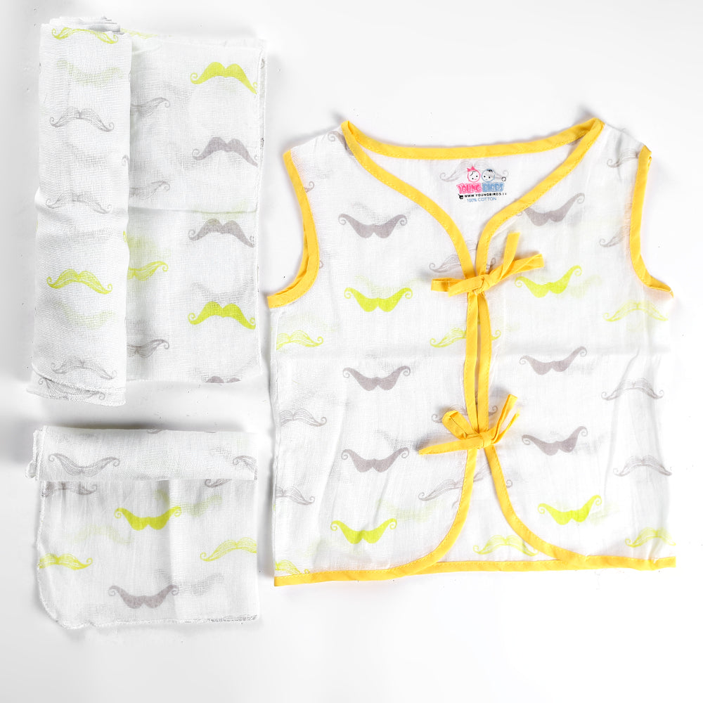 Young Birds Muslin Wrap Born Baby Set (9 Pcs Set)