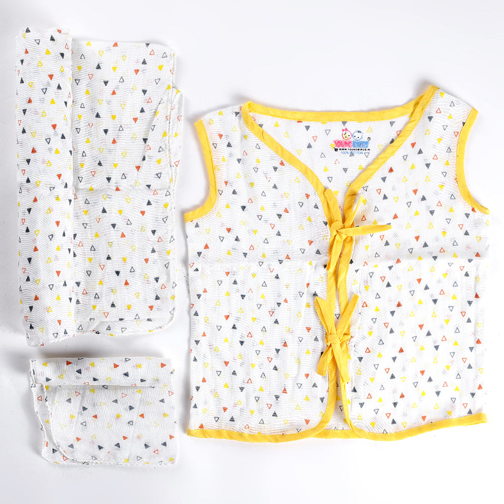 Young Birds Muslin Wrap Born Baby Set (9 Pcs Set)