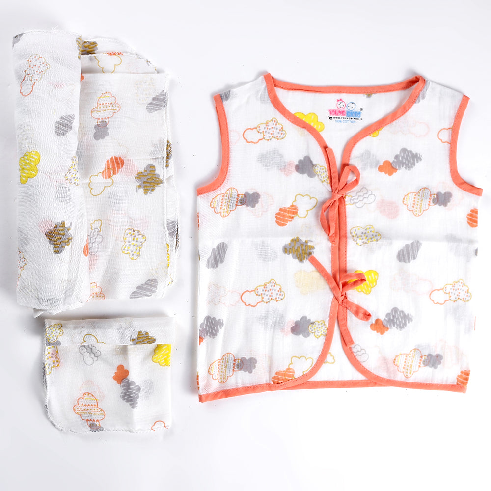 Young Birds Muslin Wrap Born Baby Set (9 Pcs Set)