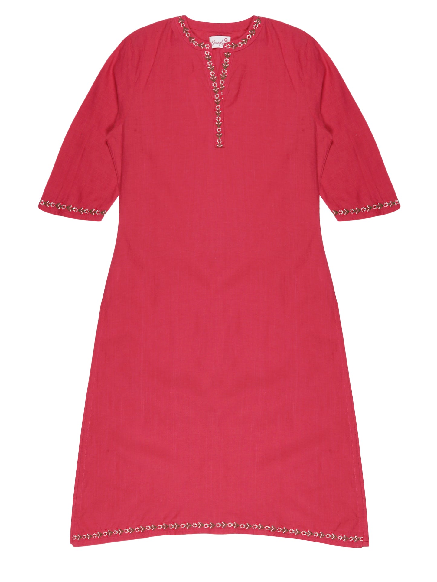 Youngly Round Collar Embroidery Kurti