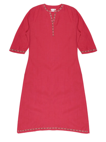 Youngly Round Collar Embroidery Kurti