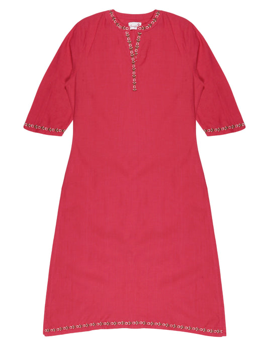 Youngly Round Collar Embroidery Kurti
