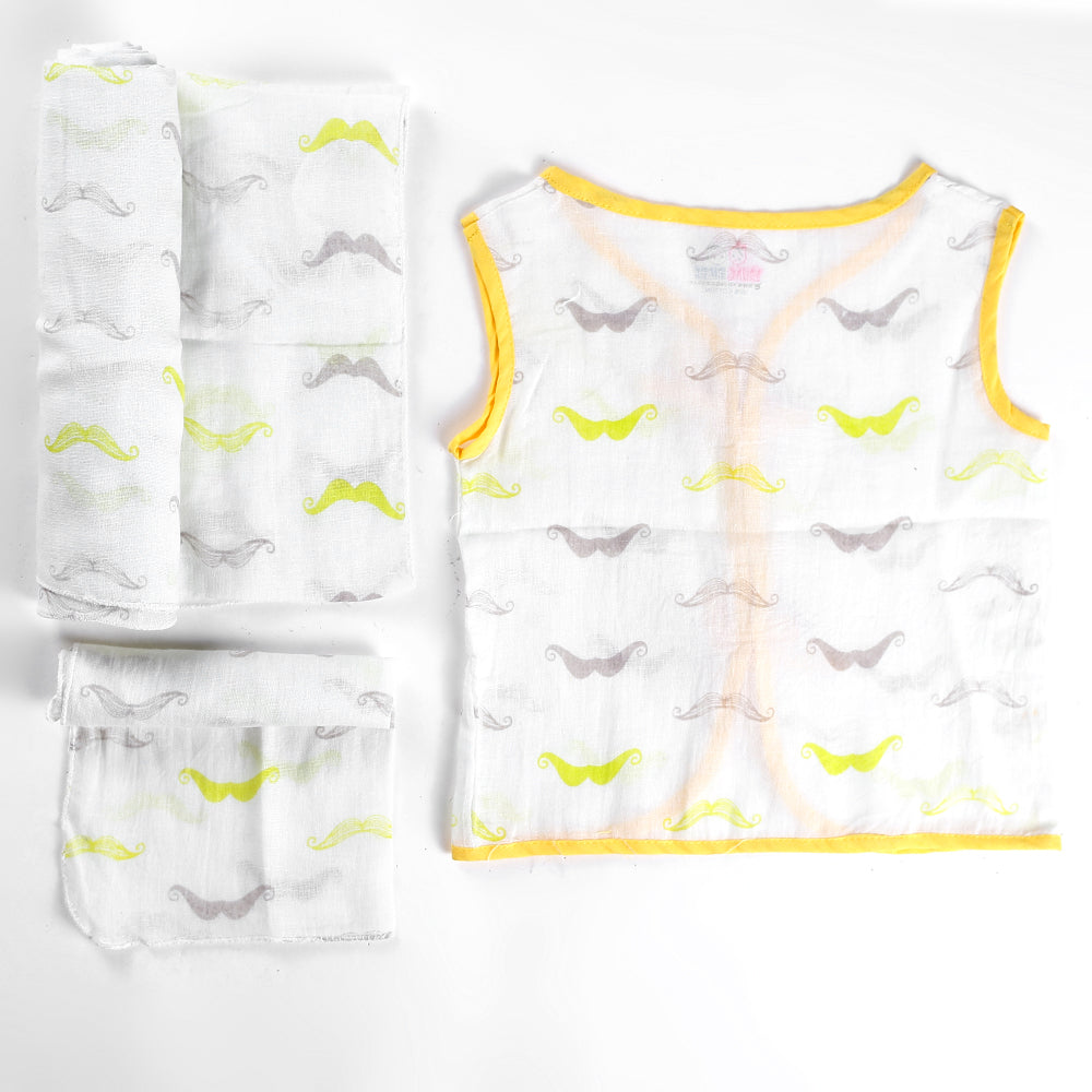 Young Birds Muslin Wrap Born Baby Set (9 Pcs Set)