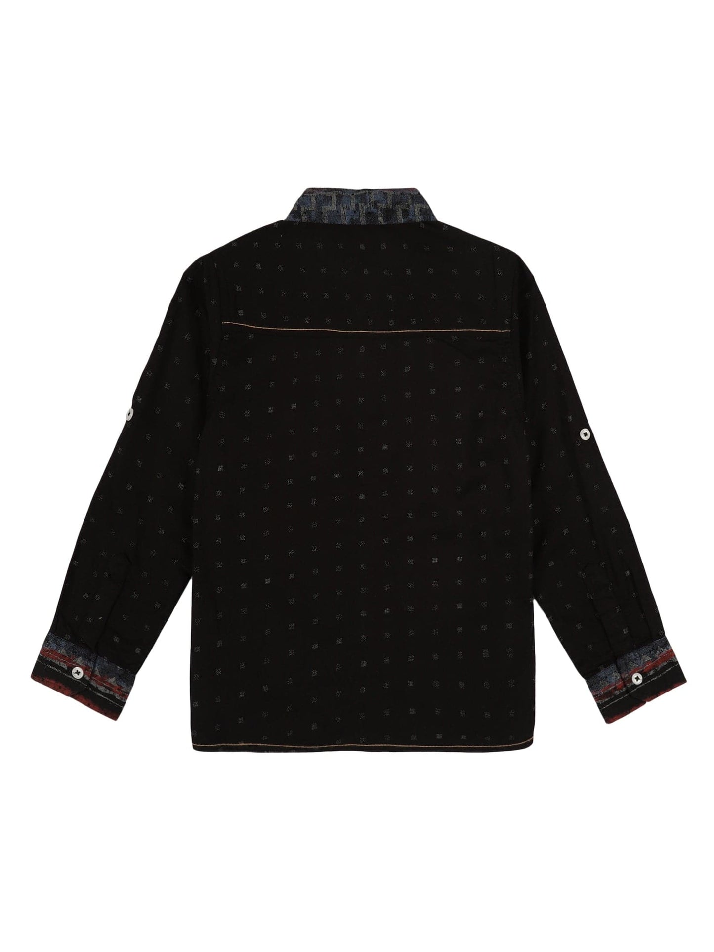 Young Birds Border Print Roll Up Sleeve Shirt