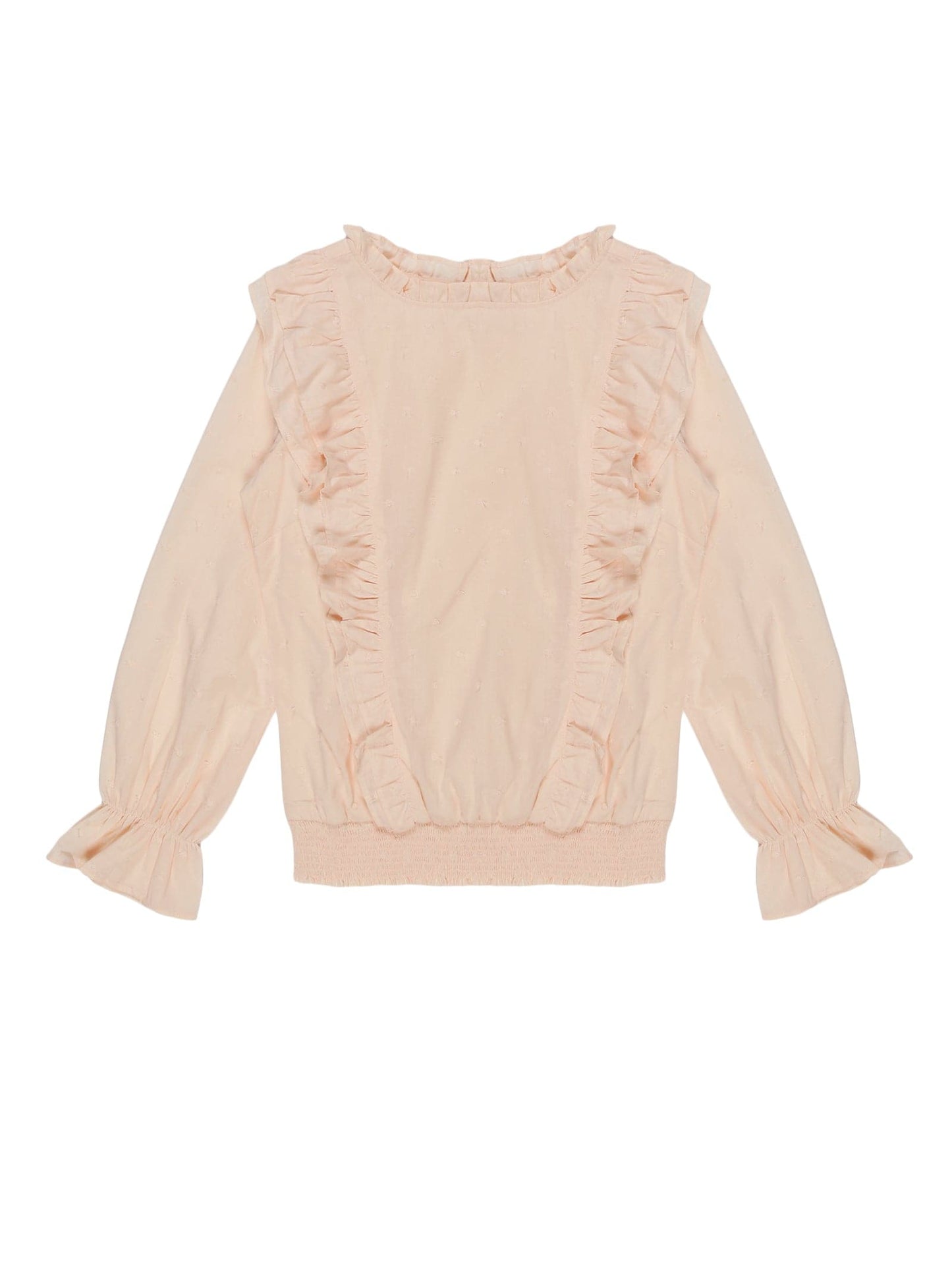 Youngly Smocked Puff Peplum Blouse