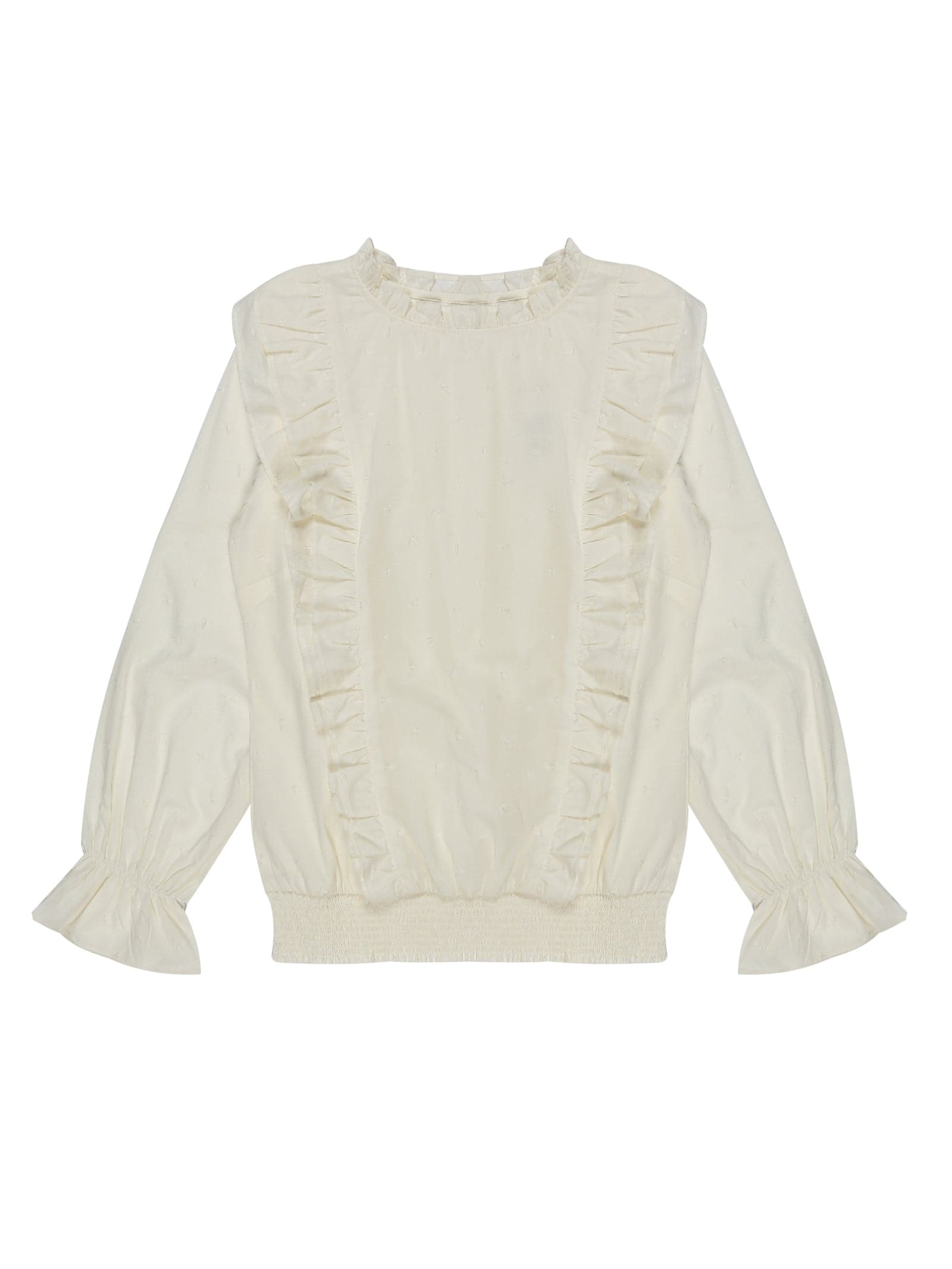 Youngly Smocked Puff Peplum Blouse