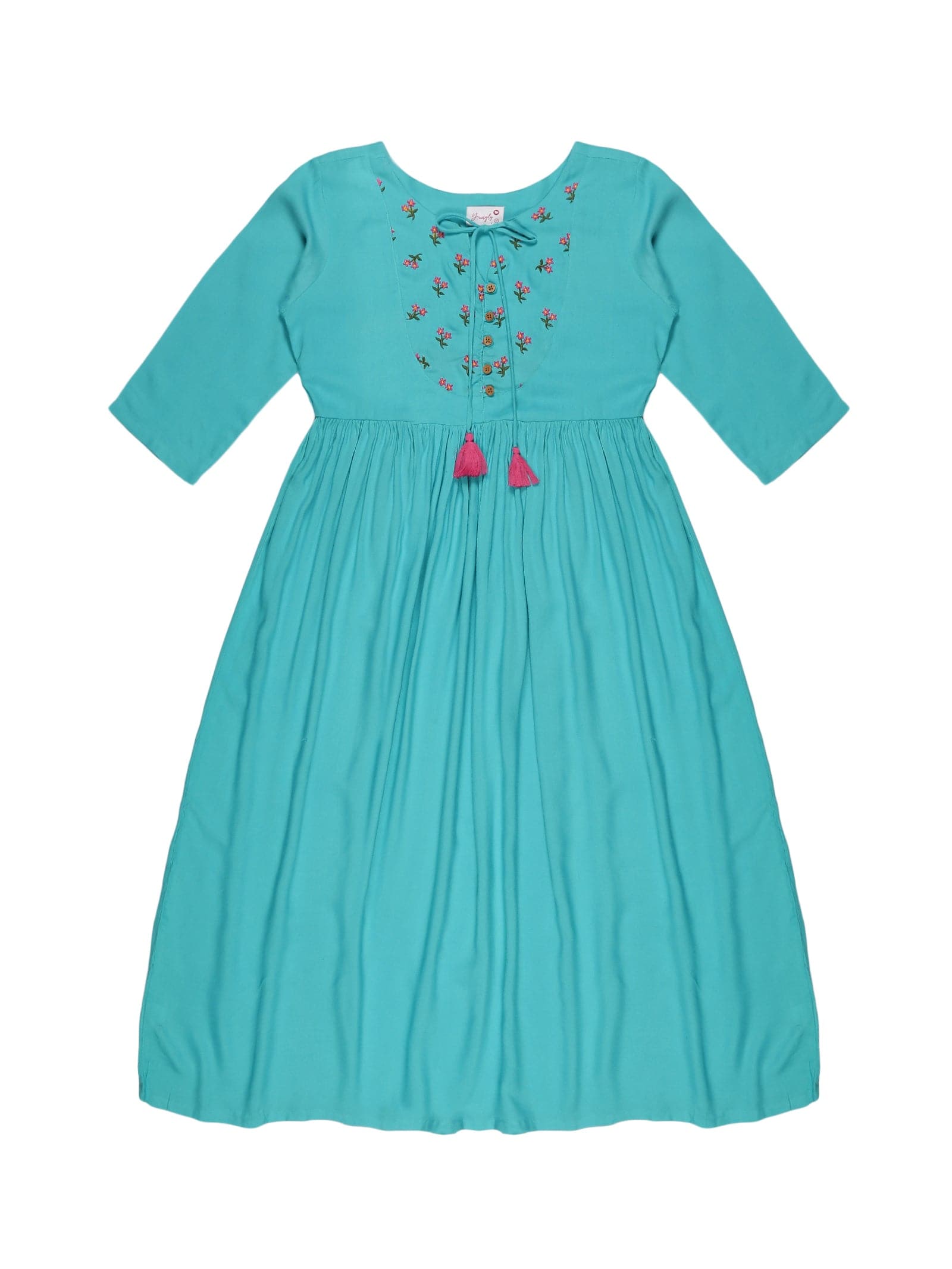 Youngly Lilac Embroidery Yoke Kurti