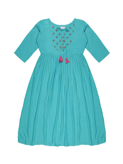 Youngly Lilac Embroidery Yoke Kurti