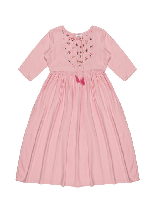 Youngly Lilac Embroidery Yoke Kurti