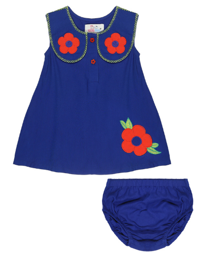 Young Birds Embroidery Dress With Bloomer