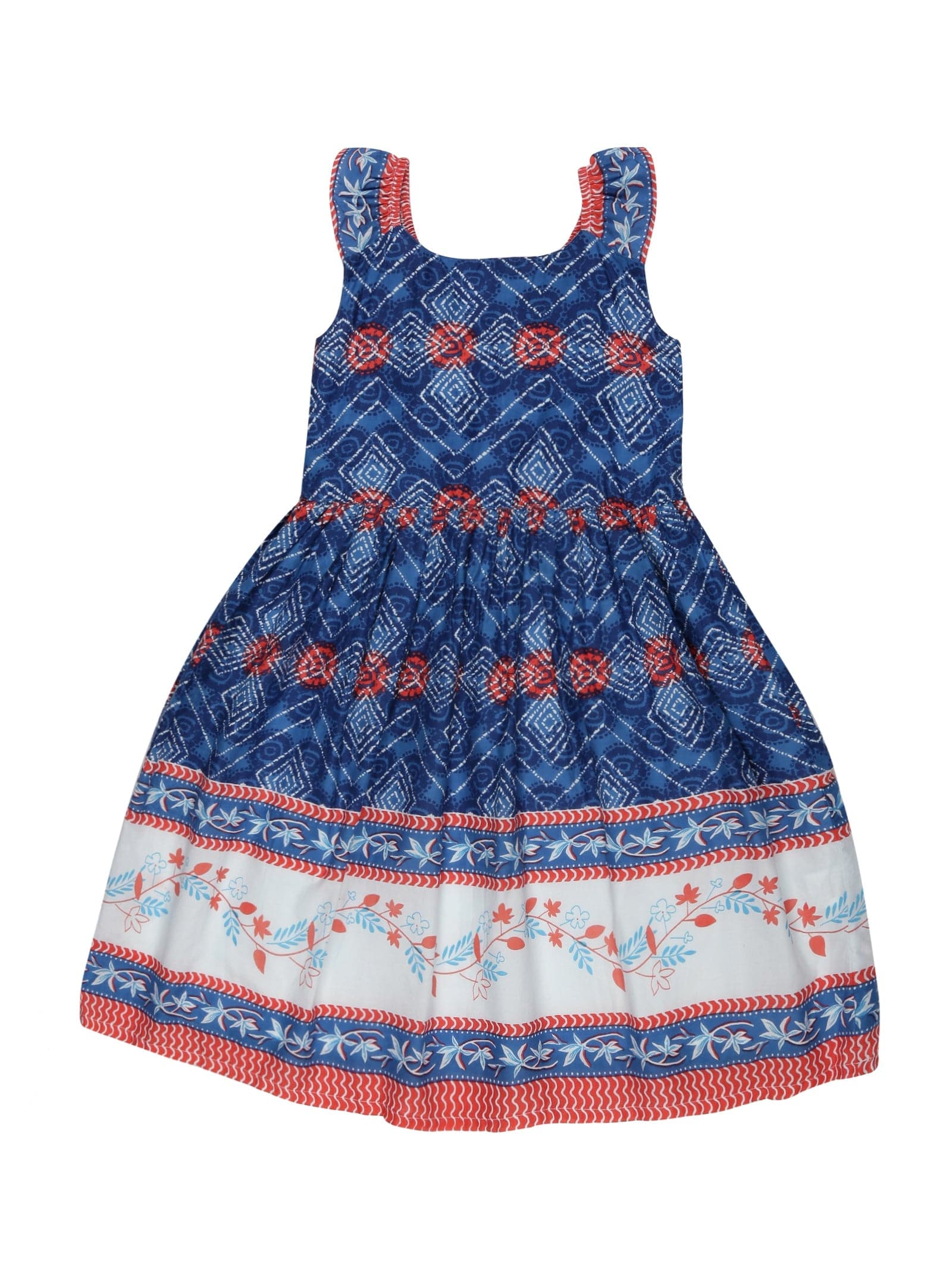 Young Birds Border Print Ruffle Sleeve Dress