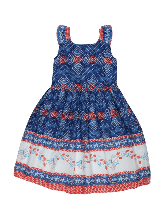 Young Birds Border Print Ruffle Sleeve Dress
