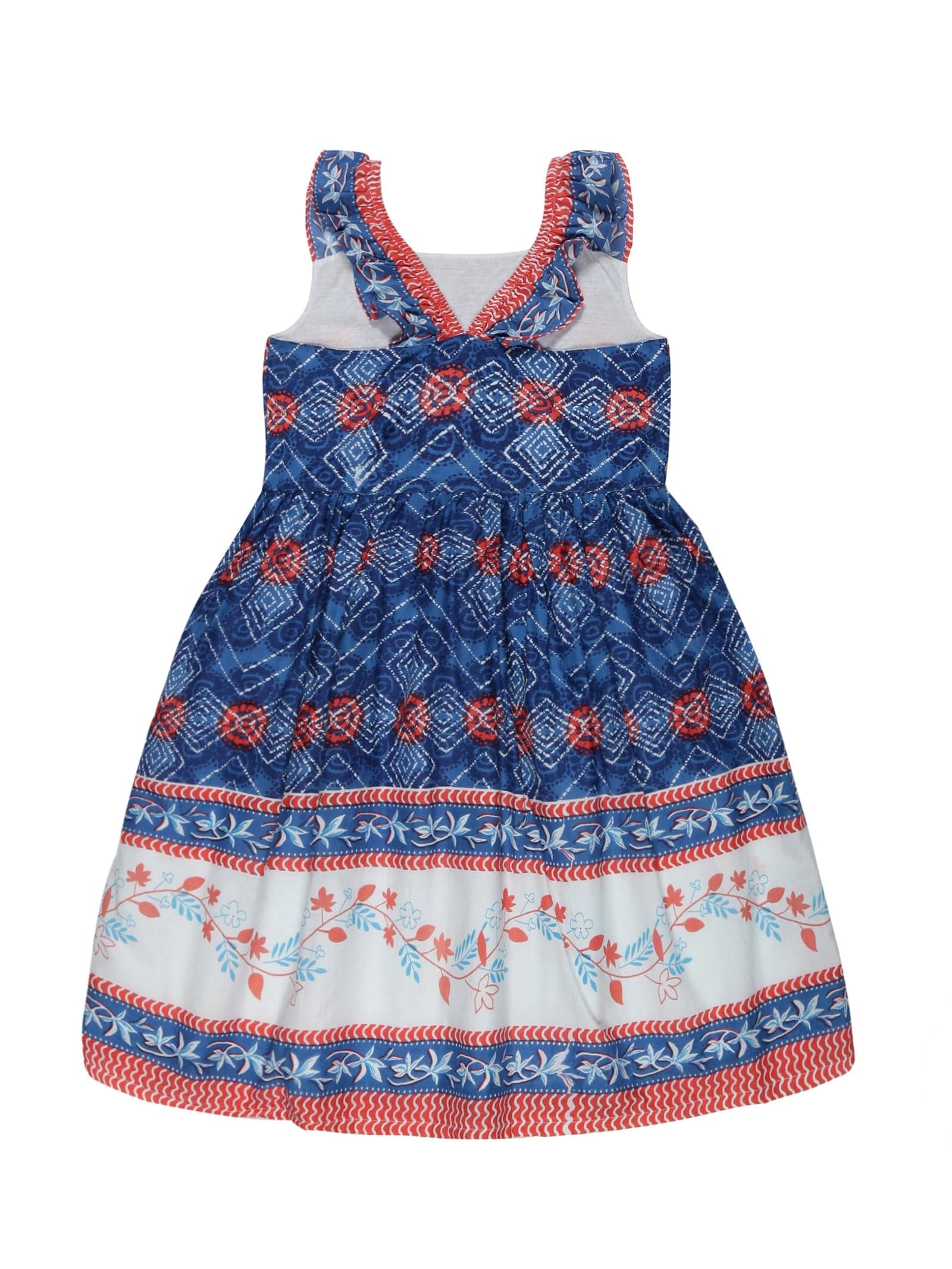 Young Birds Border Print Ruffle Sleeve Dress