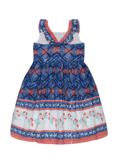 Young Birds Border Print Ruffle Sleeve Dress