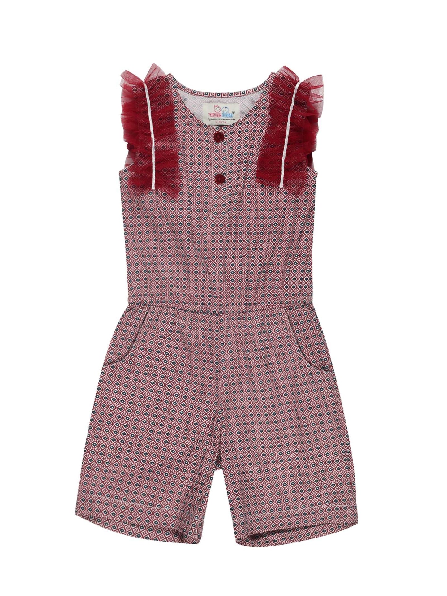 Young Birds Mesh Frill Playsuit
