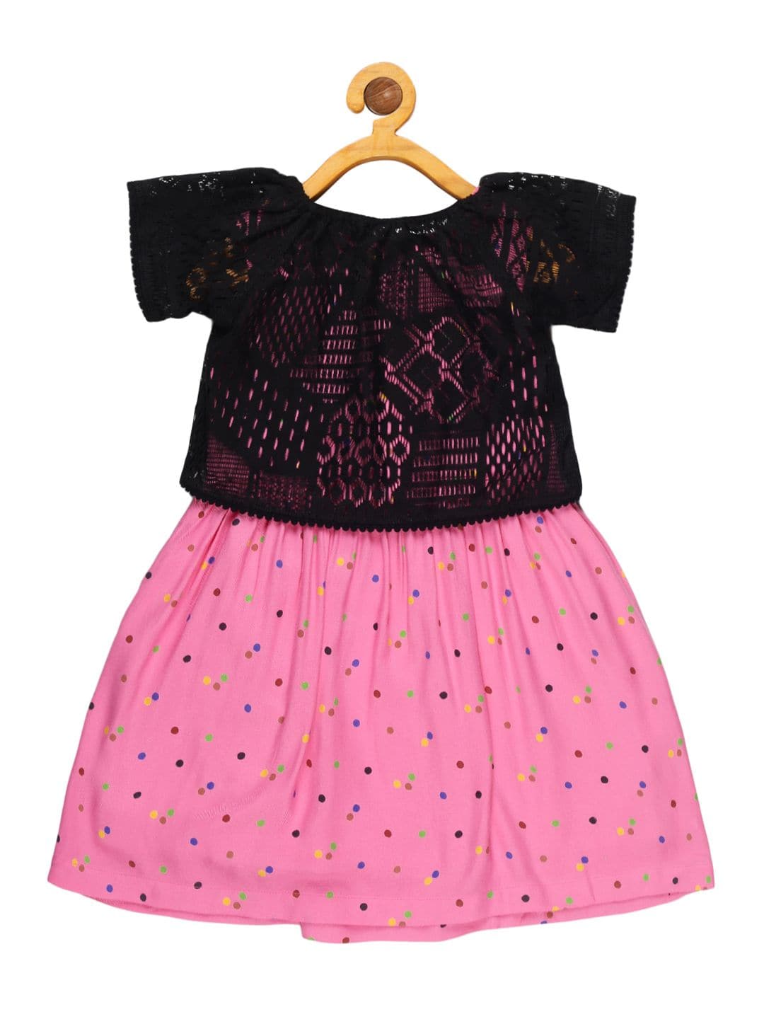 Young Birds Polka Dot Frock with Lace Top