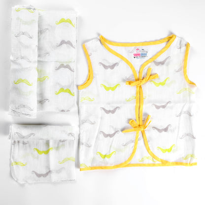 Young Birds Muslin Wrap Born Baby Set (9 Pcs Set)