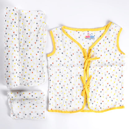 Young Birds Muslin Wrap Born Baby Set (9 Pcs Set)