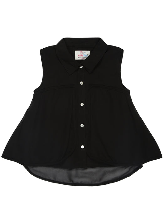 Young Birds Girls Asymmetrical Top - Black