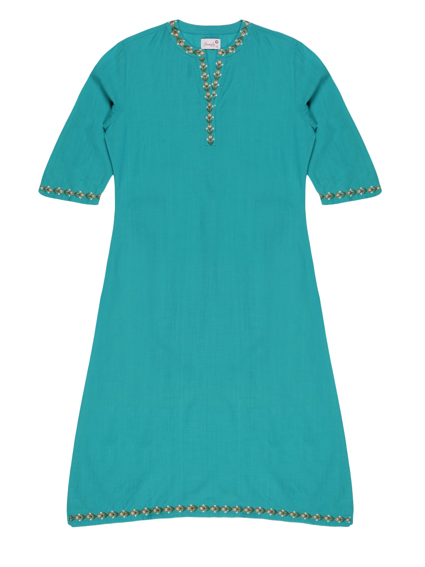 Youngly Round Collar Embroidery Kurti