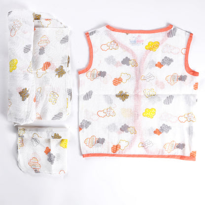 Young Birds Muslin Wrap Born Baby Set (9 Pcs Set)