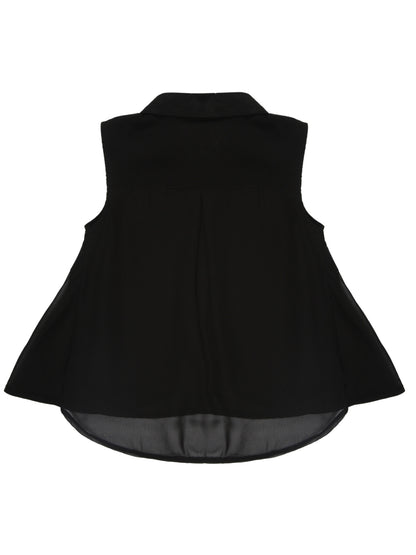 Young Birds Girls Asymmetrical Top - Black