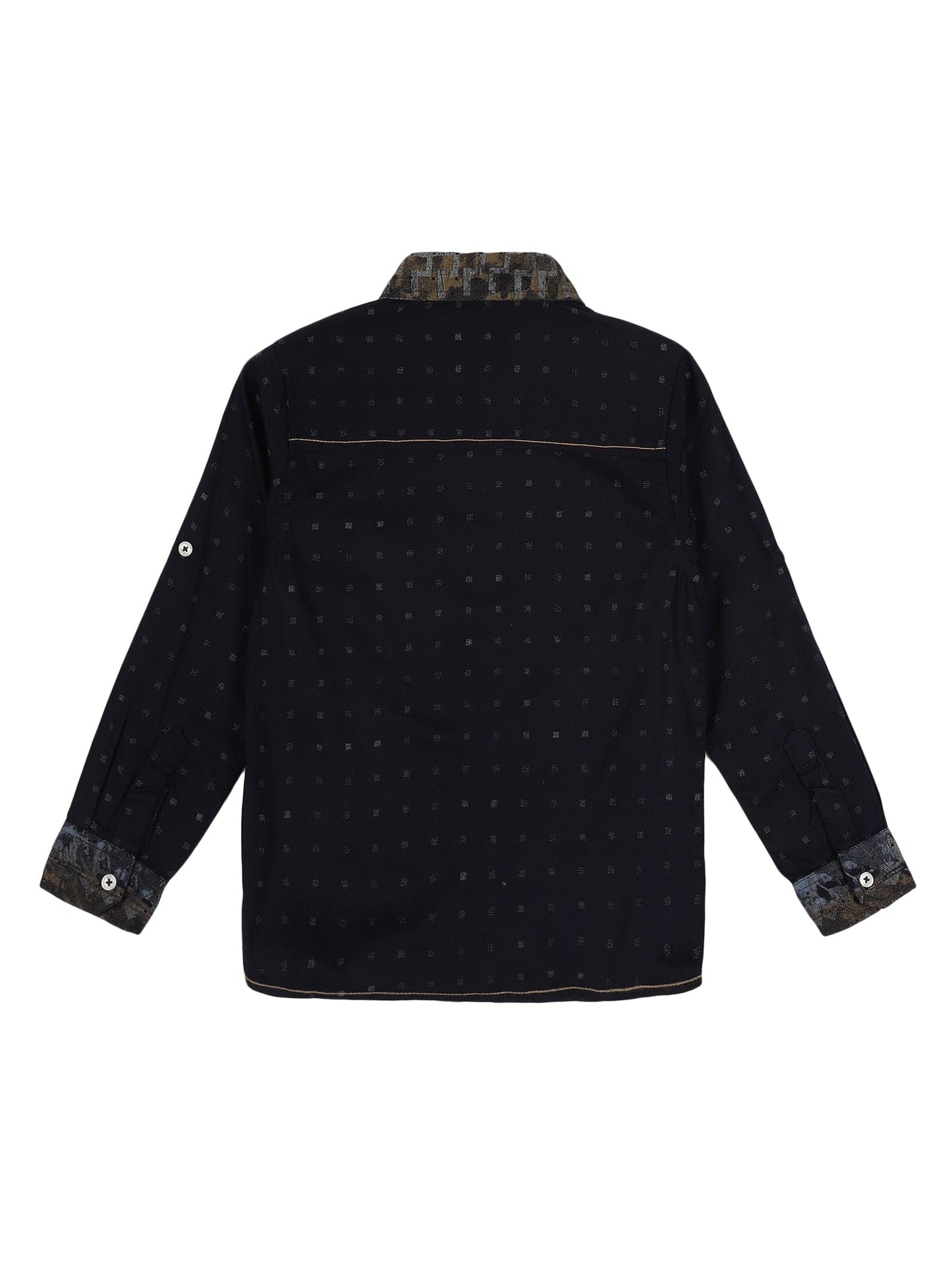 Young Birds Border Print Roll Up Sleeve Shirt