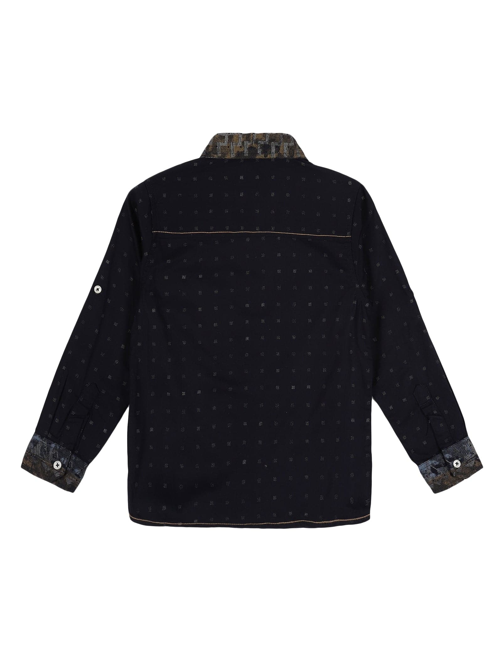 Young Birds Border Print Roll Up Sleeve Shirt