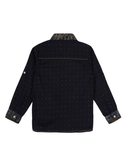 Young Birds Border Print Roll Up Sleeve Shirt