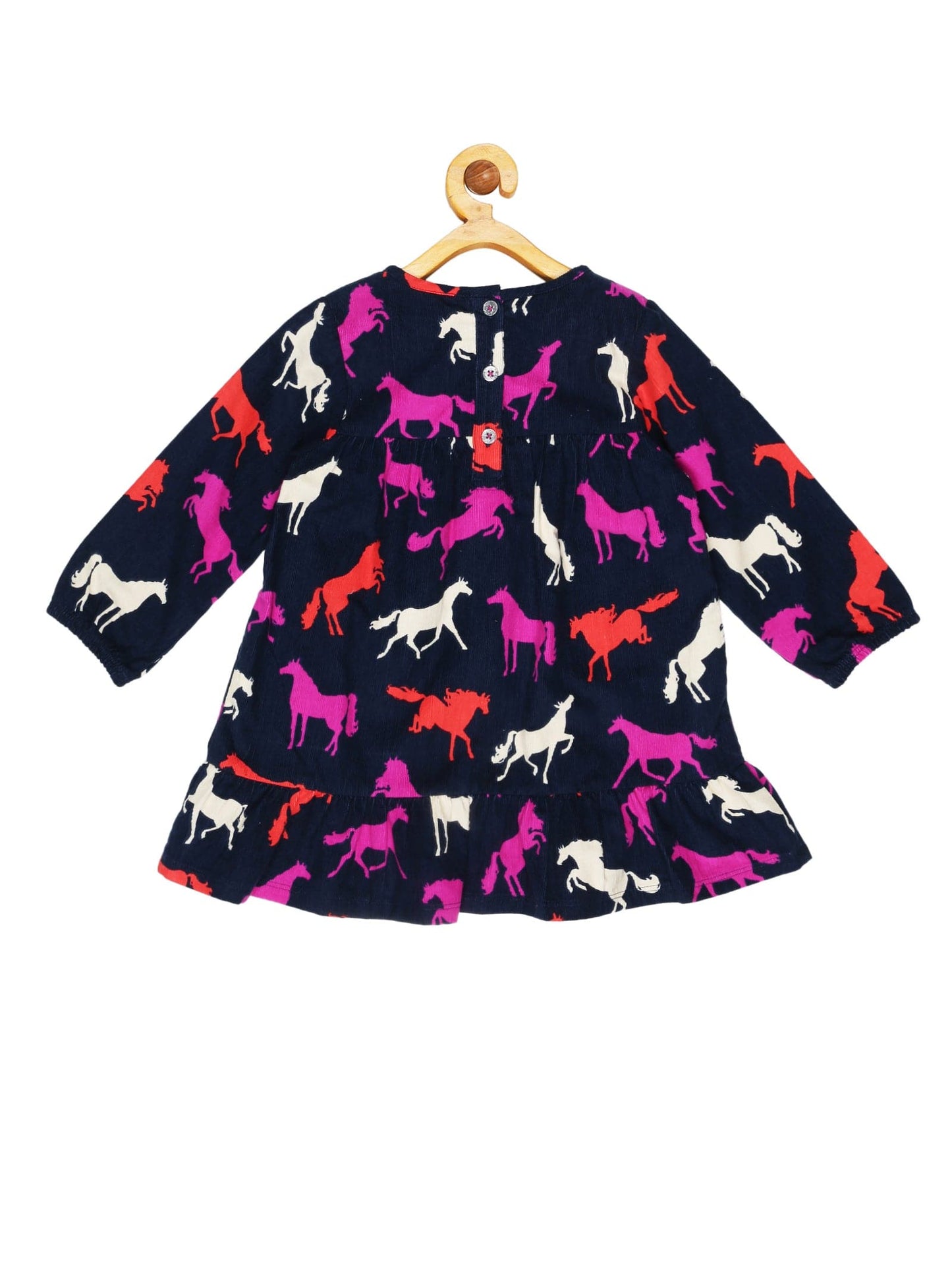 YoungBirds Sillhouettes Baby Cord Dress-Horse Print