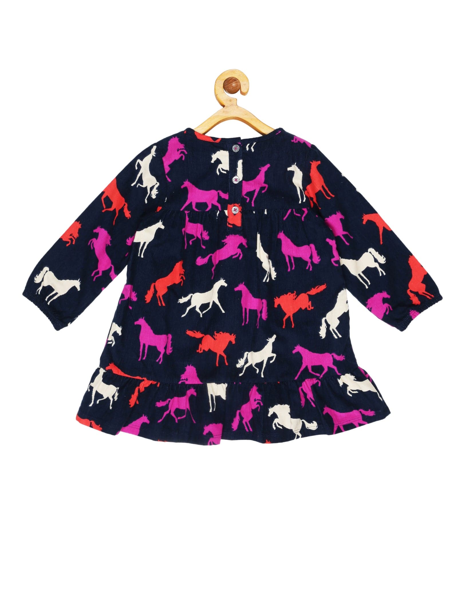 YoungBirds Sillhouettes Baby Cord Dress-Horse Print