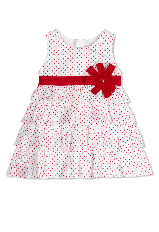 Young Birds Dot Print Ruffle Dress