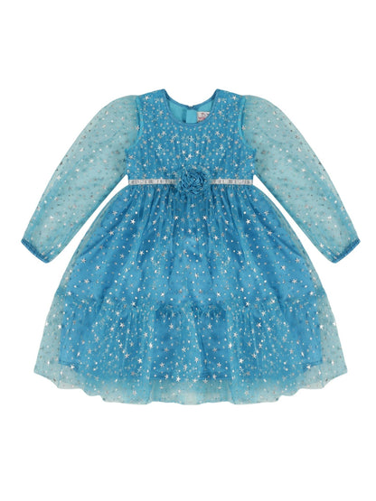 Young Birds Star Print Mesh Dress