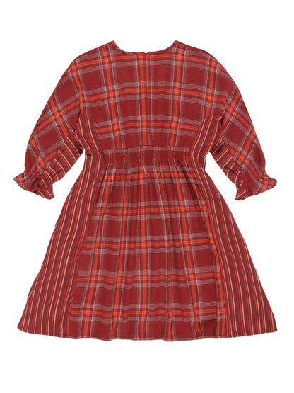 Young Birds Checked V Stripe Dress