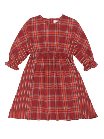 Young Birds Checked V Stripe Dress