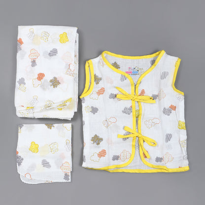 Young Birds Muslin Wrap Born Baby Set (9 Pcs Set)