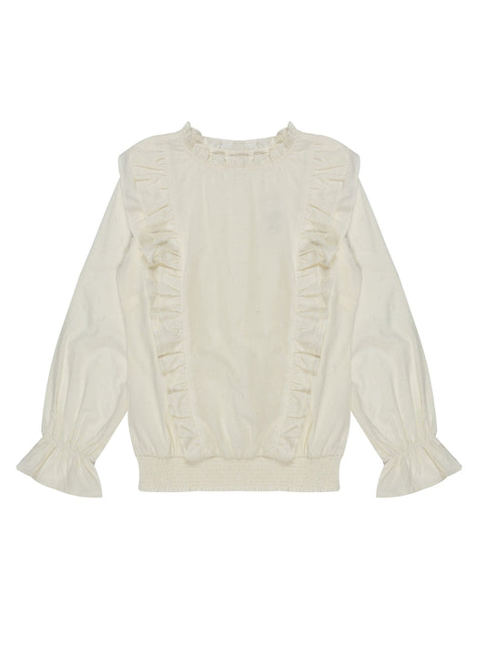 Youngly Smocked Puff Peplum Blouse