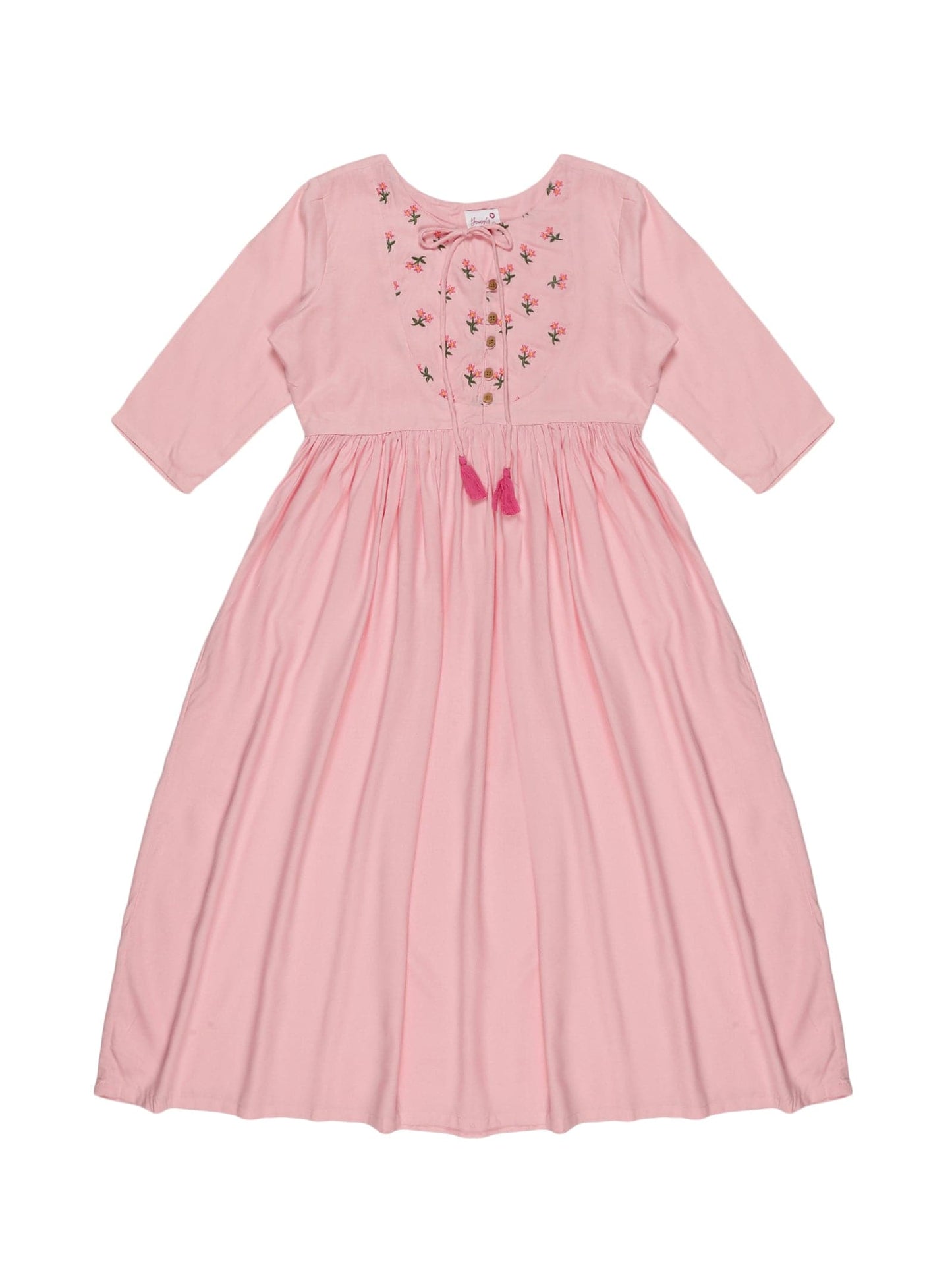 Youngly Lilac Embroidery Yoke Kurti