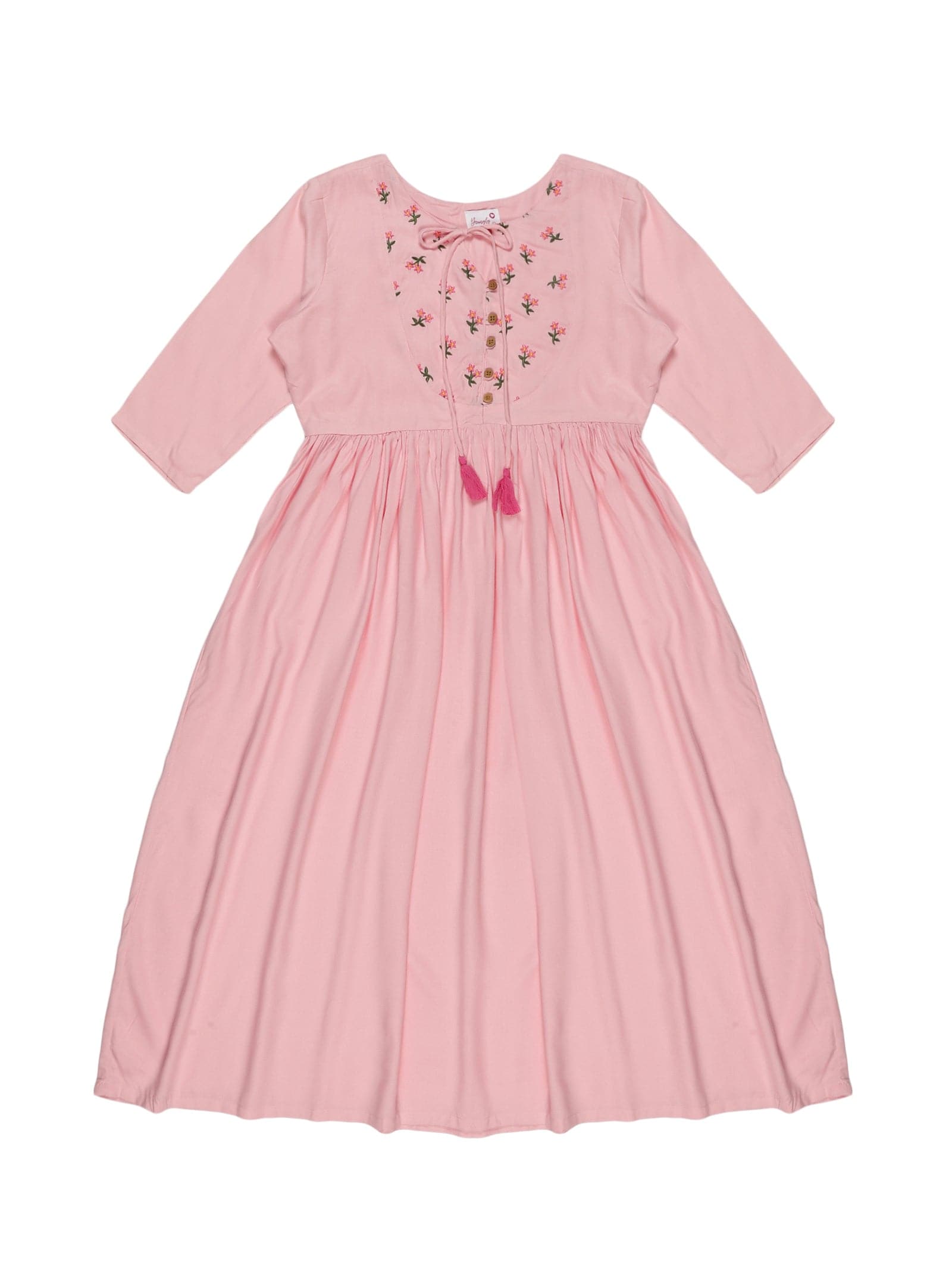 Youngly Lilac Embroidery Yoke Kurti