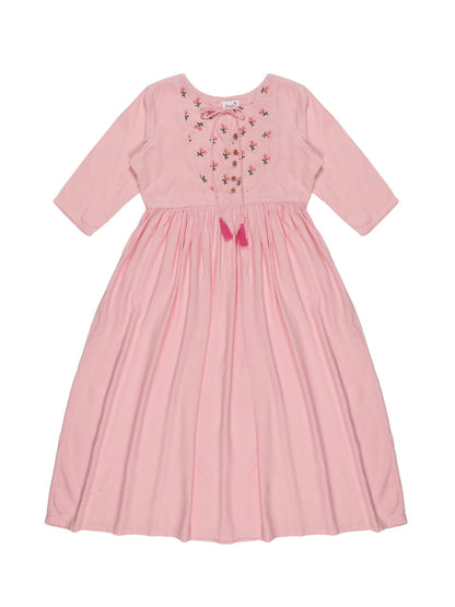 Youngly Lilac Embroidery Yoke Kurti