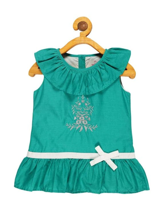 Young Birds Ruffle Neck Embroidery Top