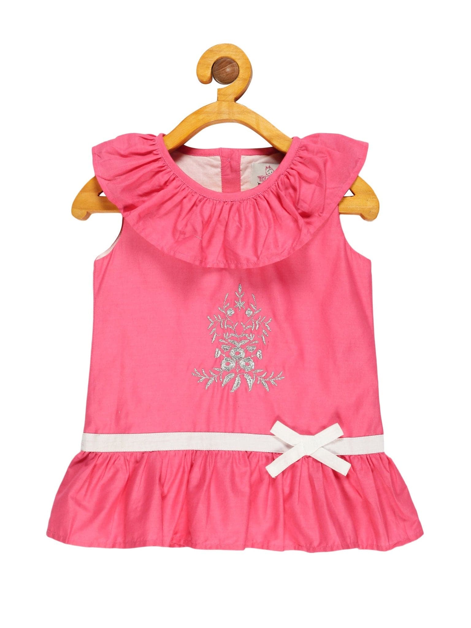 Young Birds Ruffle Neck Embroidery Top