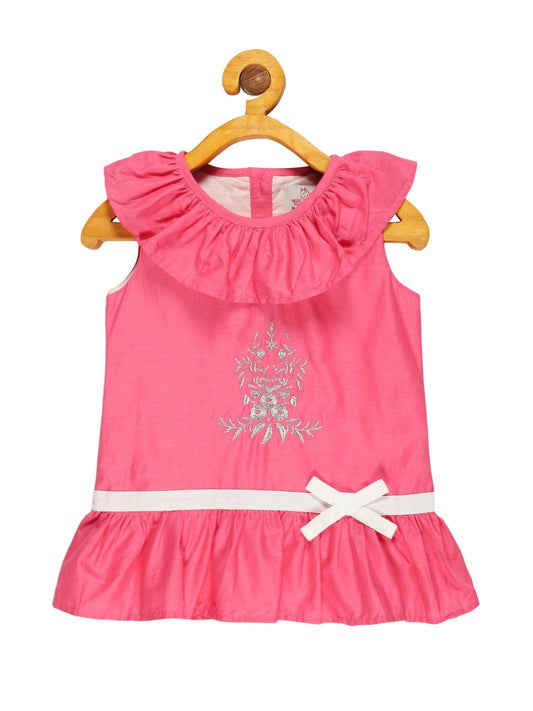 Young Birds Ruffle Neck Embroidery Top