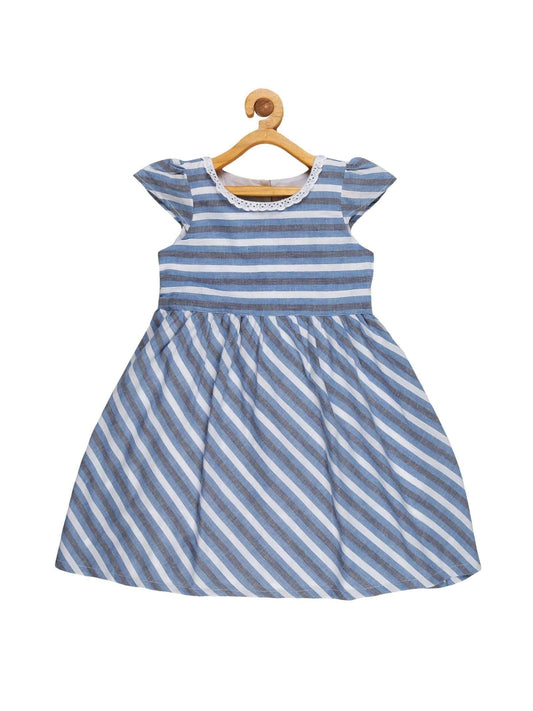 Young Birds Cap Sleeve Striped Dress