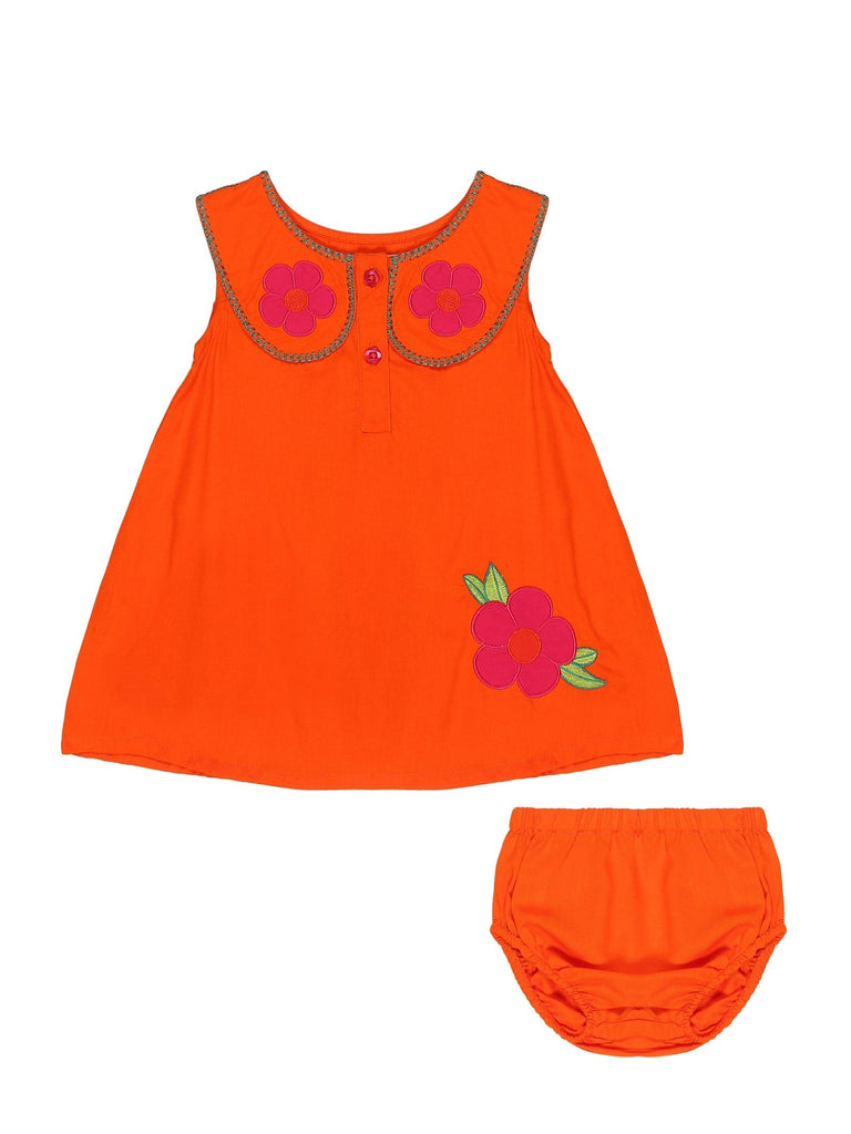 Young Birds Embroidery Dress With Bloomer