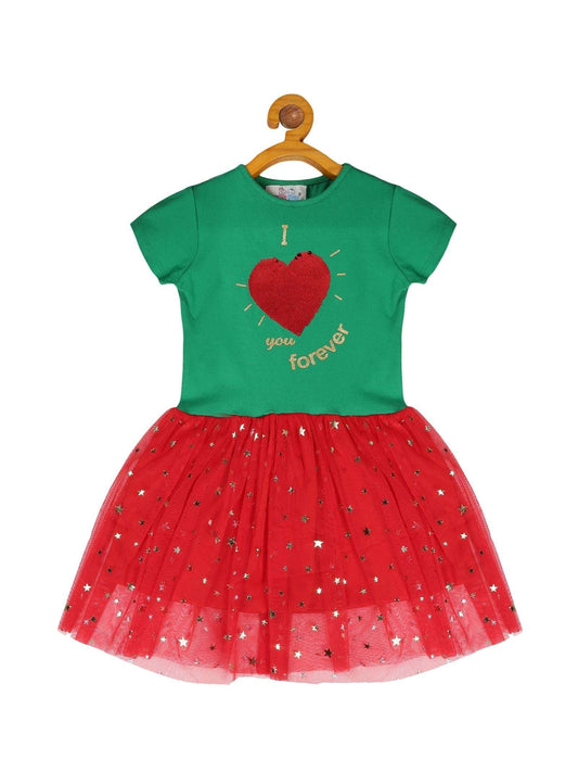 Young Birds Knit & Mesh Dress - I Love U For Ever