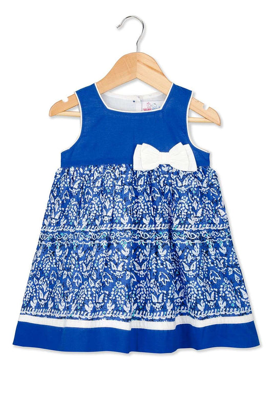 YoungBirds Merged Print Dress-Blue